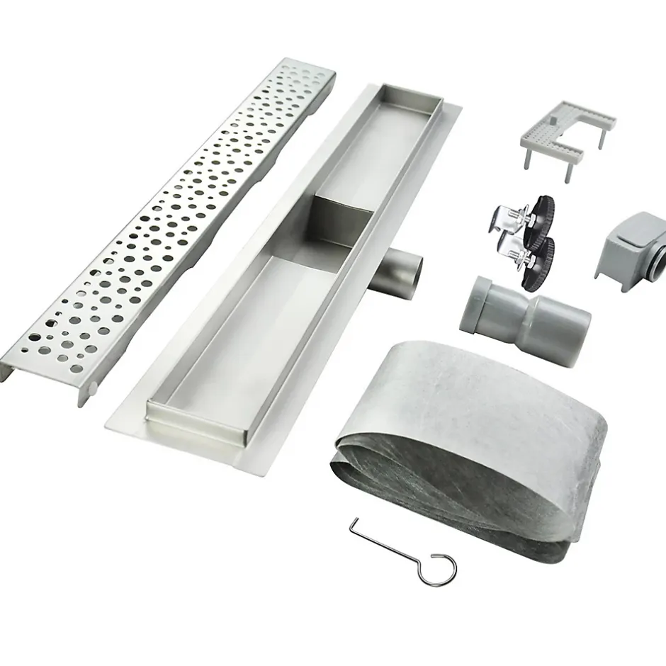 Caniveau de douche à l'Italienne GUMI motif bulle L.80 cm acier, anti-odeurs, débit élevé --Saniverre Hot