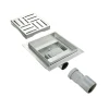 Caniveau de douche carré motif quadrillé DOMEO 12 x 12 cm siphon anti-odeurs, drainage 36l/min, h. réglable-Saniverre