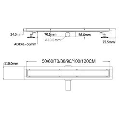 Caniveau de douche 2en1 VINY L.100 cm, réversible à carreler ou inox noir + siphon 360, drainage 36l/min --Saniverre Sale