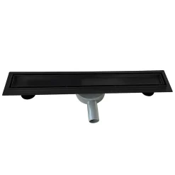 Caniveau de douche 2en1 VINY L.80 cm, réversible à carreler ou inox noir + siphon 360, drainage 36l/min --Saniverre Online