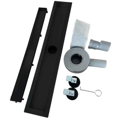 Caniveau de douche 2en1 VINY L.50 cm, réversible à carreler ou inox noir + siphon 360, drainage 36l/min --Saniverre Hot