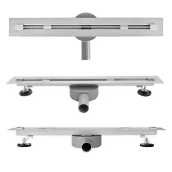 Caniveau de douche italienne slim DEKI L.70 cm acier inoxydable avec siphon 360, drainage performant^Saniverre Outlet