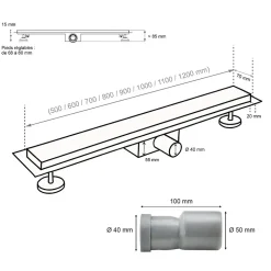 Caniveau de douche Italienne DALA inox L.70 cm anti-odeurs + filtre, drainage performant --Saniverre Hot