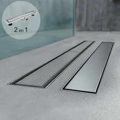 Caniveau de douche Italienne 2en1 CELO L.80 cm à encastrer réversible à carreler ou inox --Saniverre New
