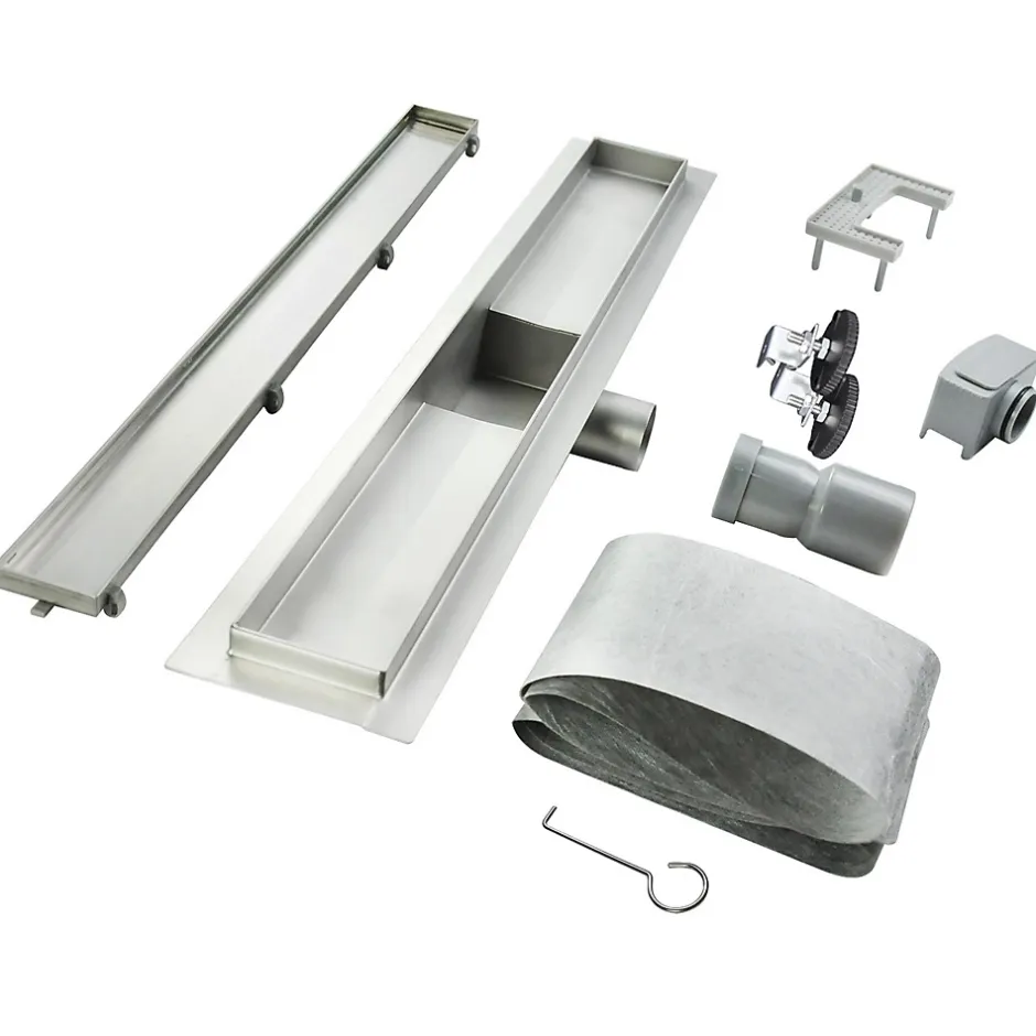 Caniveau de douche Italienne 2en1 CELO L.80 cm à encastrer réversible à carreler ou inox --Saniverre New