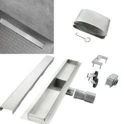 Caniveau de douche Italienne DALA inox L.60 cm anti-odeurs + filtre, drainage performant -^Saniverre
