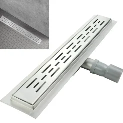 Caniveau de douche L.120 cm JAZY design linéaire, inox, anti-odeurs, drainage élevé --Saniverre Sale
