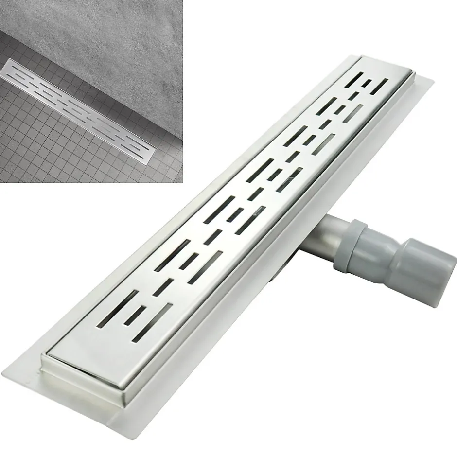 Caniveau de douche L.120 cm JAZY design linéaire, inox, anti-odeurs, drainage élevé --Saniverre Sale