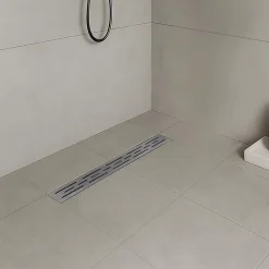 Caniveau de douche L.120 cm JAZY design linéaire, inox, anti-odeurs, drainage élevé --Saniverre Sale