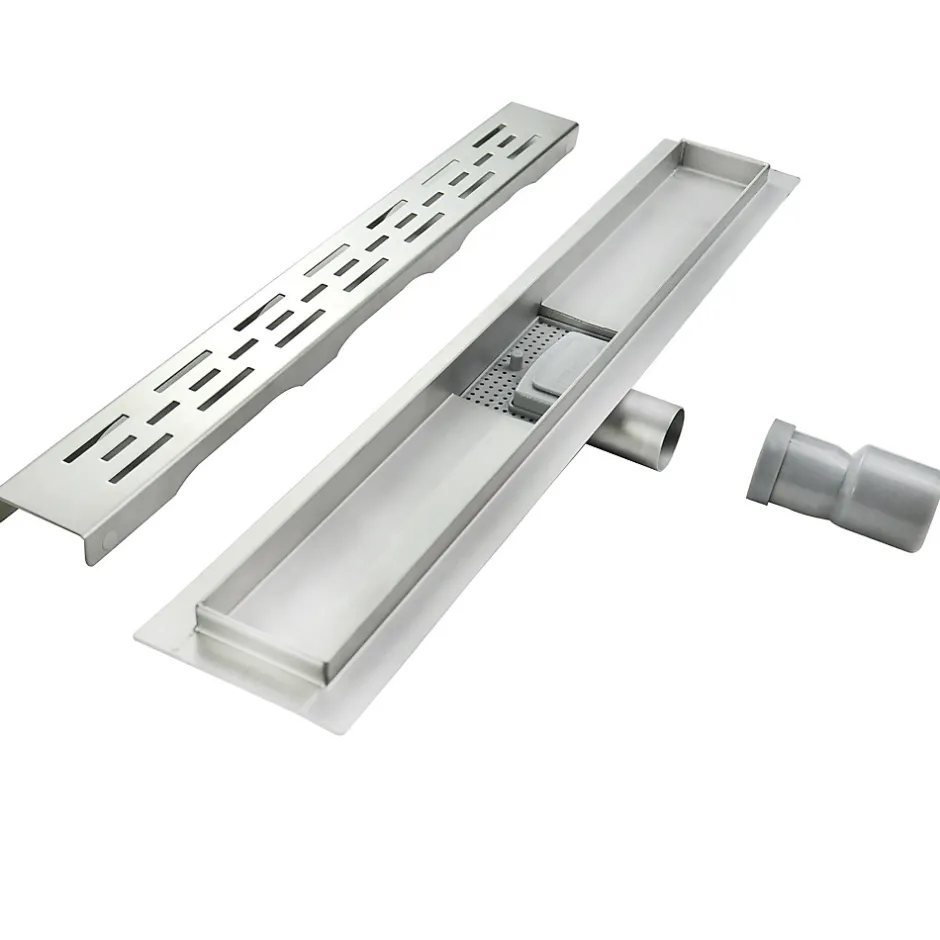 Caniveau de douche L.120 cm JAZY design linéaire, inox, anti-odeurs, drainage élevé --Saniverre Sale