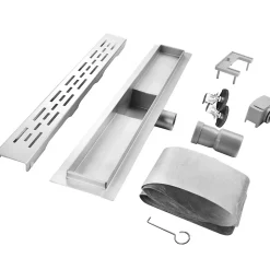 Caniveau de douche L.60 cm JAZY design linéaire, inox, anti-odeurs, drainage élevé -^Saniverre Hot