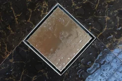 Caniveau de douche T02 en acier inoxydable pour douche - drain de douche inclus - 15x15x6,7cm (HxLxP)-Bernstein Hot