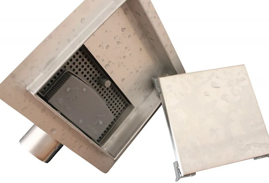 Caniveau de douche T02 en acier inoxydable pour douche - drain de douche inclus - 15x15x6,7cm (HxLxP)-Bernstein Hot