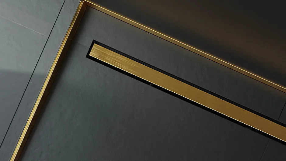 Caniveau LIN pour drain de douche en acier inoxydable Or satiné - 70cm x13cmx5cm-Ilcom New