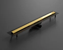 Caniveau LIN pour drain de douche en acier inoxydable Or satiné - 70cm x13cmx5cm-Ilcom New