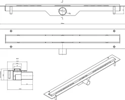 Caniveau LIN pour drain de douche en acier inoxydable Or satiné - 70cm x13cmx5cm-Ilcom New