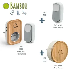 Carillon sans fil sans pile branchement sur prise 230 V technologie Kinétic Bamboo Plug - - 102513^Avidsen New