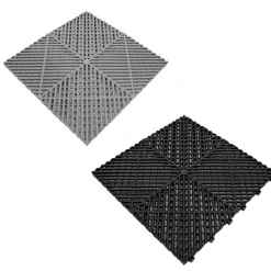 Carrelage de Sol Ventilé Pour Garage Avec Bordure (90 x Noir & 30 Gris)-MonsterShop Discount