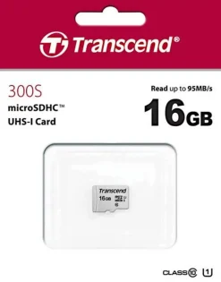 Carte mémoire microSDHC 16GB 300S-Transcend Clearance
