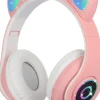 Casque Bluetooth sans Fil Pliable d'oreille de Chat avec Micro intégré rose blanc-Vendos85 Clearance