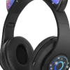 Casque Bluetooth sans Fil Pliable d'oreille de Chat avec Micro intégré noir^Vendos85