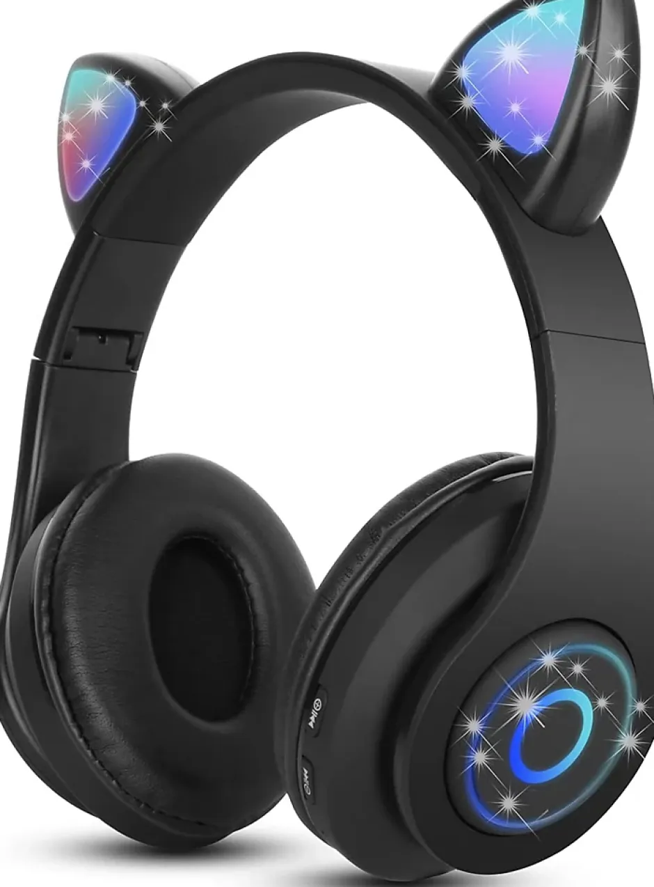 Casque Bluetooth sans Fil Pliable d'oreille de Chat avec Micro intégré noir^Vendos85