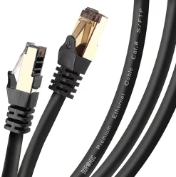 CAT8 BK 1m Câble Ethernet SFTP 2000MHz Transmission de données 40Gb Réseau LAN Internet Connecteurs en or RJ45^Duronic Sale