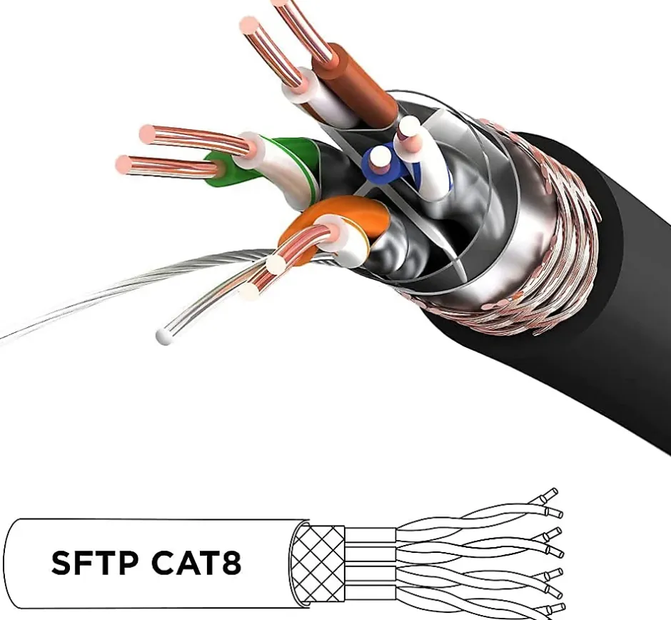 CAT8 BK 1m Câble Ethernet SFTP 2000MHz Transmission de données 40Gb Réseau LAN Internet Connecteurs en or RJ45^Duronic Sale