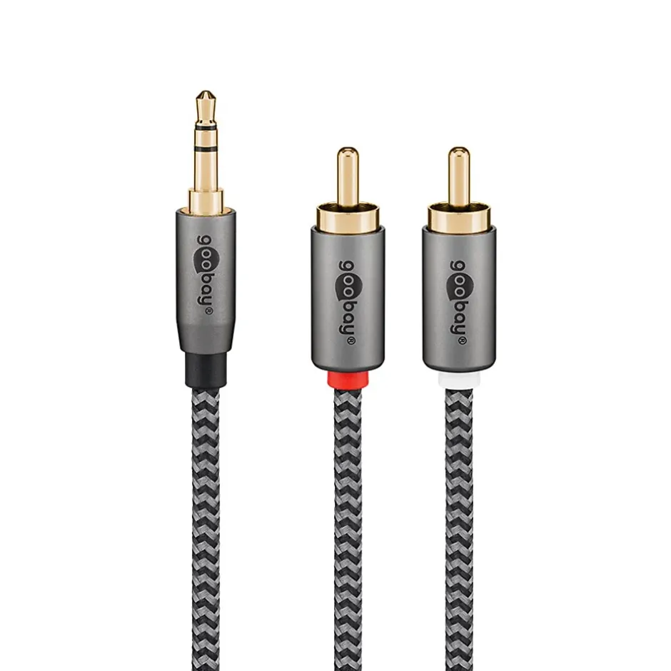Câble audio Jack 3.5 - 2 RCA mâles 1 m-Goobay