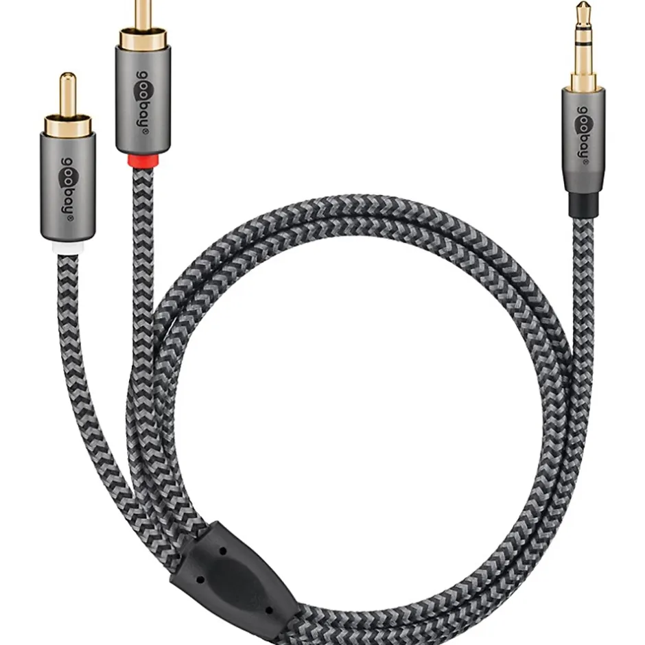 Câble audio Jack 3.5 - 2 RCA mâles 1 m-Goobay