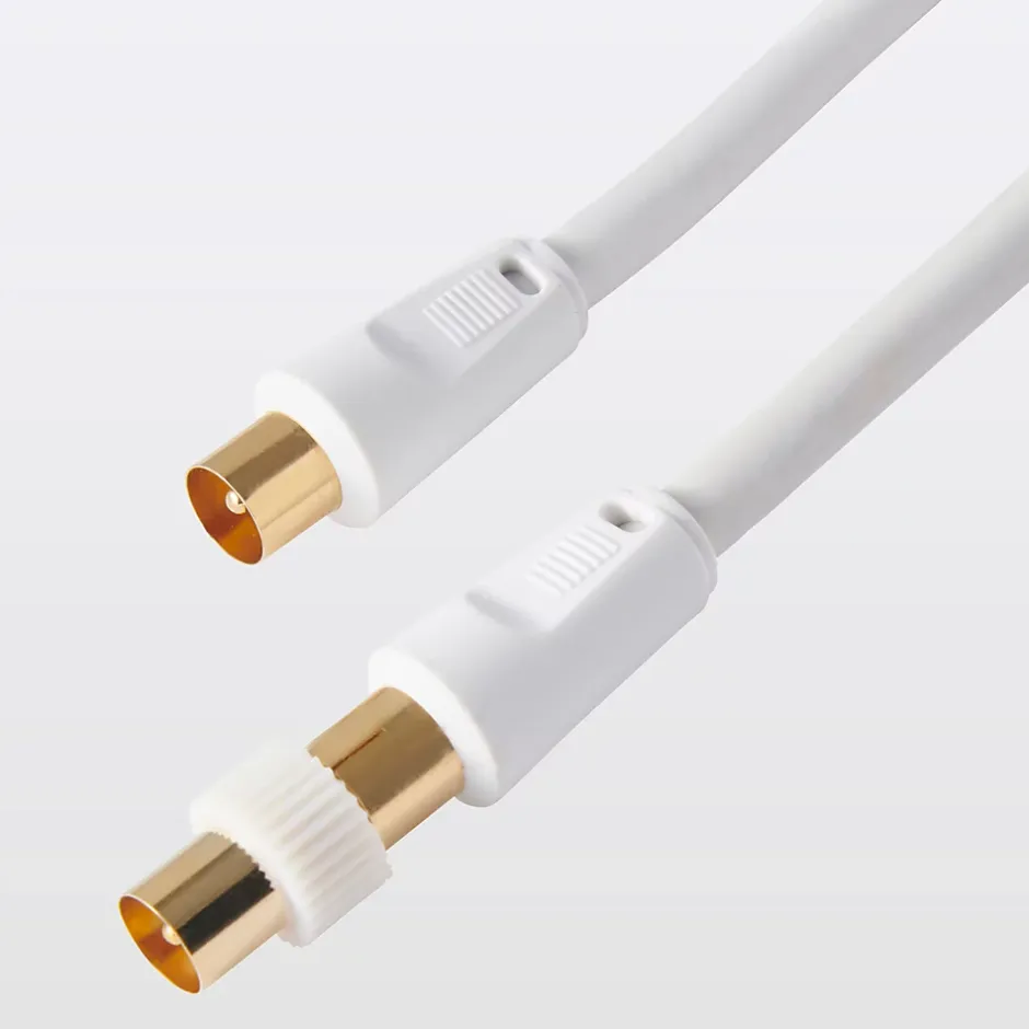 Câble coaxial blanc 17 VATC plaqué or M/F + adaptateur M/M L.1,5 m^Blyss Hot