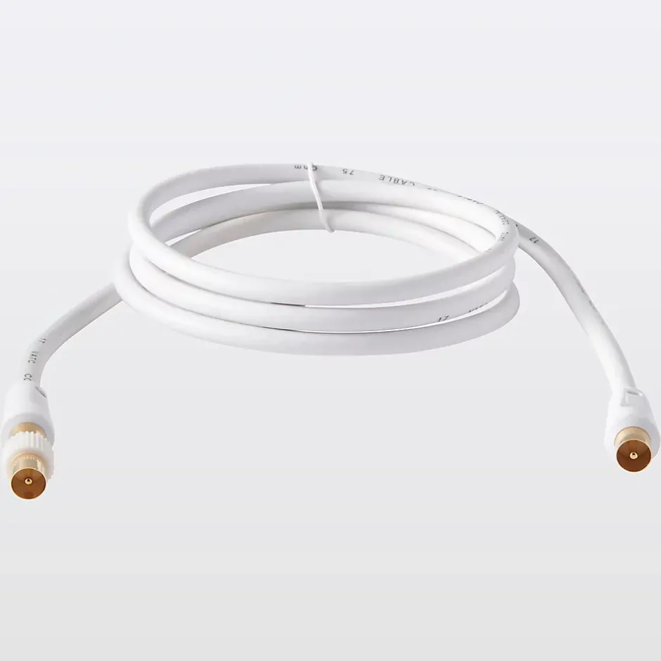 Câble coaxial blanc 17 VATC plaqué or M/F + adaptateur M/M L.1,5 m^Blyss Hot