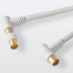 Câble coaxial Mâle / Femelle + adaptateur Mâle / Mâle coudé blanc Or, 3 m^Blyss Online