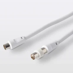 Câble coaxial Mâle / Femelle + adaptateur Mâle / Mâle blanc , 3 m^Blyss Discount