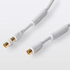 Câble coaxial Mâle / Femelle + adaptateur Mâle / Mâle blanc Or, 5 m^Blyss Discount