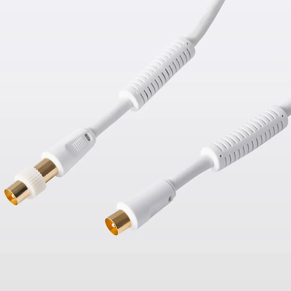 Câble coaxial Mâle / Femelle + adaptateur Mâle / Mâle blanc Or, 10 m-Blyss Hot