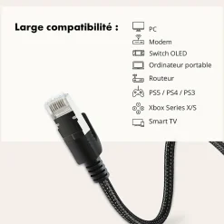 Câble Ethernet RJ45 CAT 8 mâle/mâle tressé - S/FTP 3 m - 395631-Metronic Sale