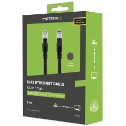 Câble Ethernet RJ45 CAT 8 mâle/mâle tressé - S/FTP 5 m - 395631-Metronic