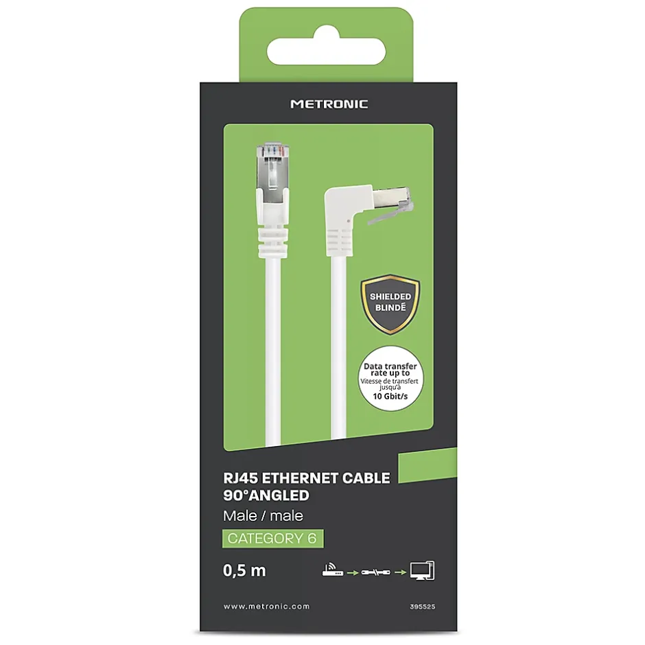 Câble Ethernet RJ45 CAT 6a mâle/mâle coudé - FTP 0,5 m - 395525-Metronic Outlet