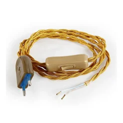 Câble Électrique Torsadé OrPrémonté avec Fiche et InterrupteurPrêt à Installer-Lnd Online