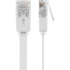 Câble RJ45 Cat6 2m non Blindé plat Blanc-Goobay Best