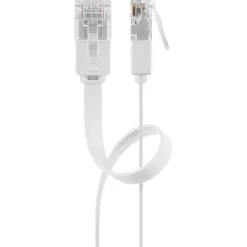 Câble RJ45 Cat6 2m non Blindé plat Blanc-Goobay Best