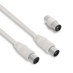 Câble TV coaxial 9,52 mm mâle/fem.+adaptateur mâle/mâle 2 m - 338004-Metronic Discount