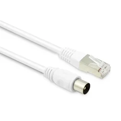 Câble TV coaxial 9,52 mm mâle/RJ45 mâle 5 m - blanc-Metronic Outlet