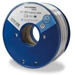 Câble TV coaxial bobine 19 VATC 25 m - blanc^Metronic New