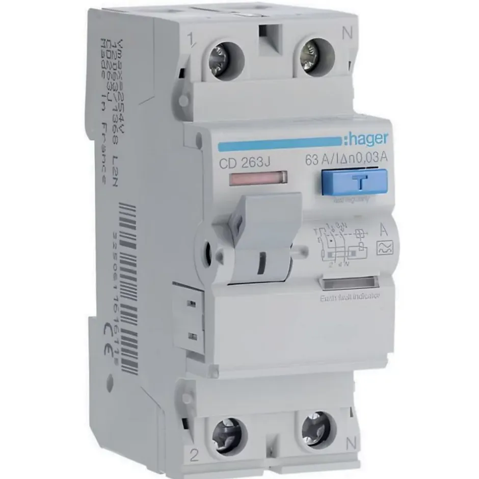 Cd263j Interrupteur Différentiel 63a Type A 30ma Bipolaire - Bornes Alignées-Hager Clearance