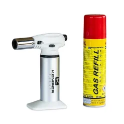 Chalumeau de cuisine à gaz Toutes positions 360 degrés + Cartouche de gaz 160ml Allumage piézo Flamme réglable^Kemper Outlet