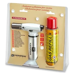 Chalumeau de cuisine à gaz Toutes positions 360 degrés + Cartouche de gaz 160ml Allumage piézo Flamme réglable^Kemper Outlet