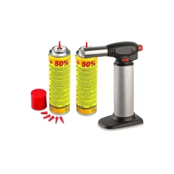 Chalumeau de cuisine professionnel + 2 Cartouches de gaz Utilisation à 360 degrés Allumage piezo^Kemper Clearance