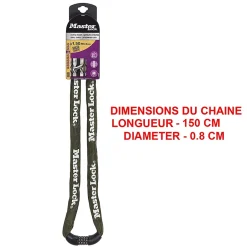 Chaîne en acier à combinaison Masterlock 1.50m x 8 mm-Master Lock Best